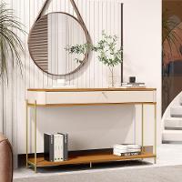 Aparador Buffet Sala Tucupí Com 1 Gaveta E Pés De Metal Off White Nature Dourado - 2