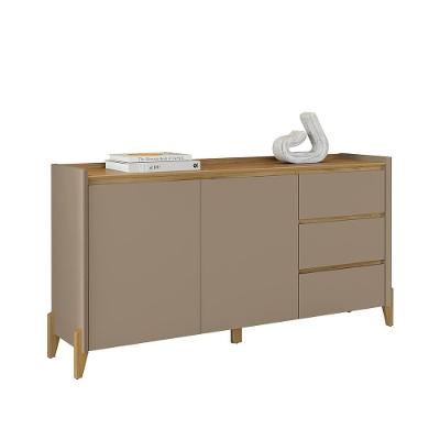 Aparador Buffet Rennes 2 Portas 3 Gavetas Pés Madeira Maciça Hanover Fendi