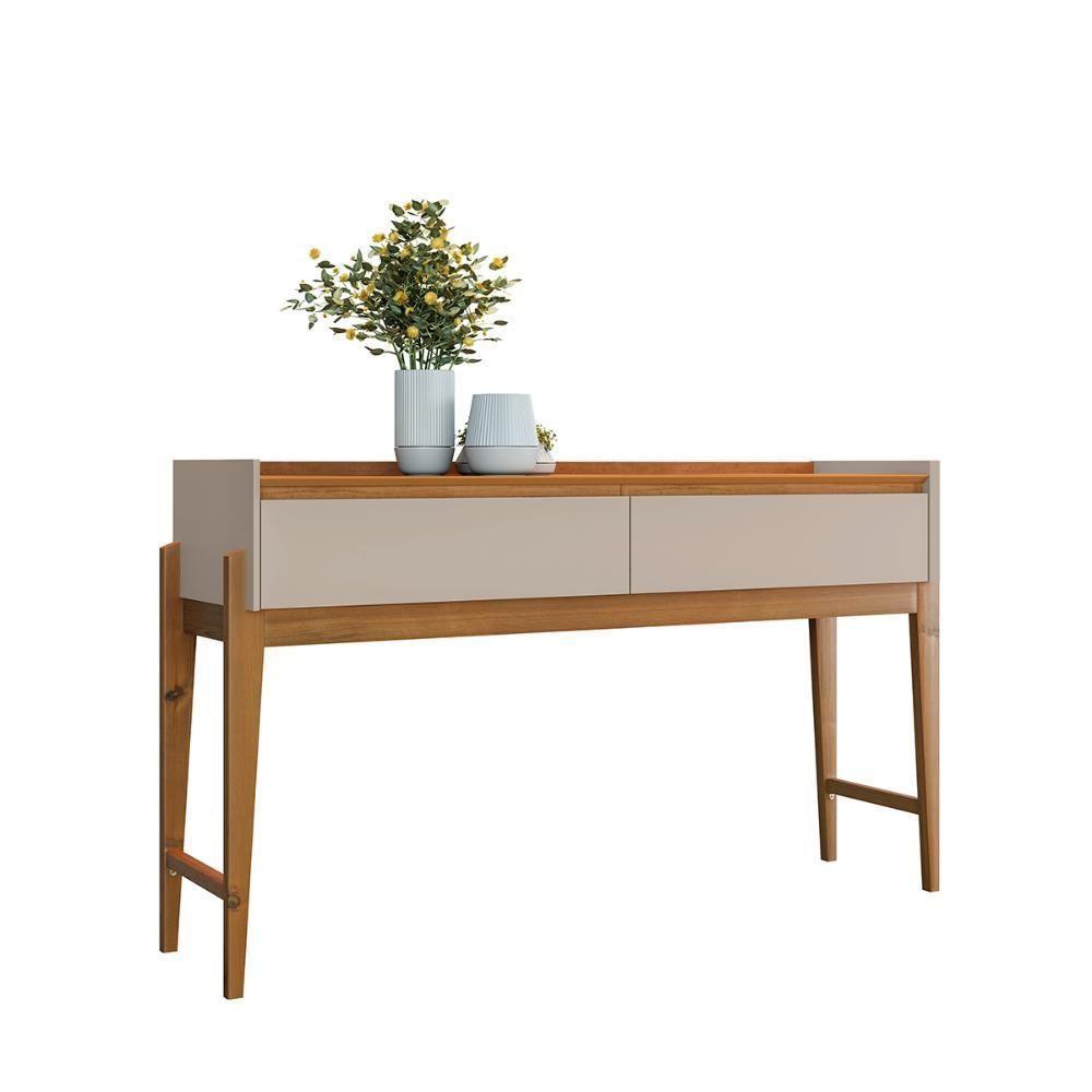 Aparador Buffet Rennes Com 2 Gavetas E Pés De Madeira Maciça Cedro Off White - 1