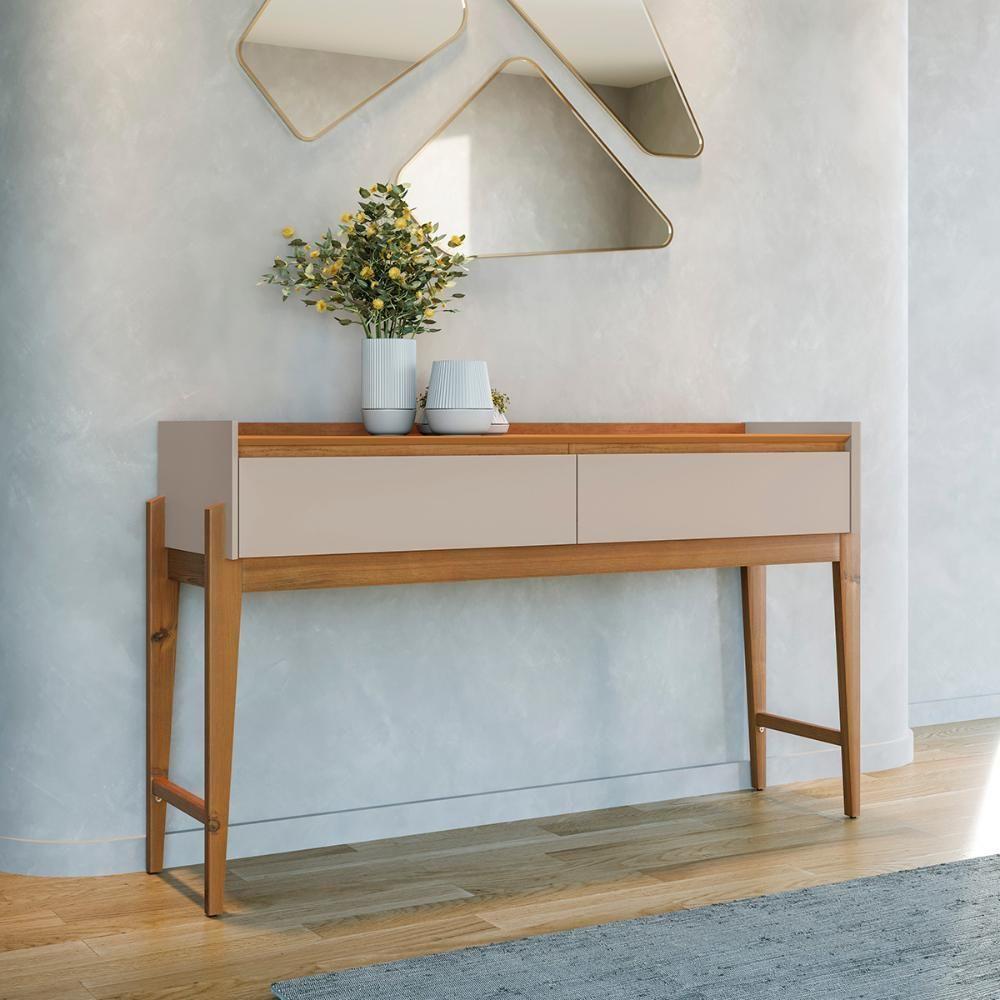 Aparador Buffet Rennes Com 2 Gavetas E Pés De Madeira Maciça Cedro Off White - 2