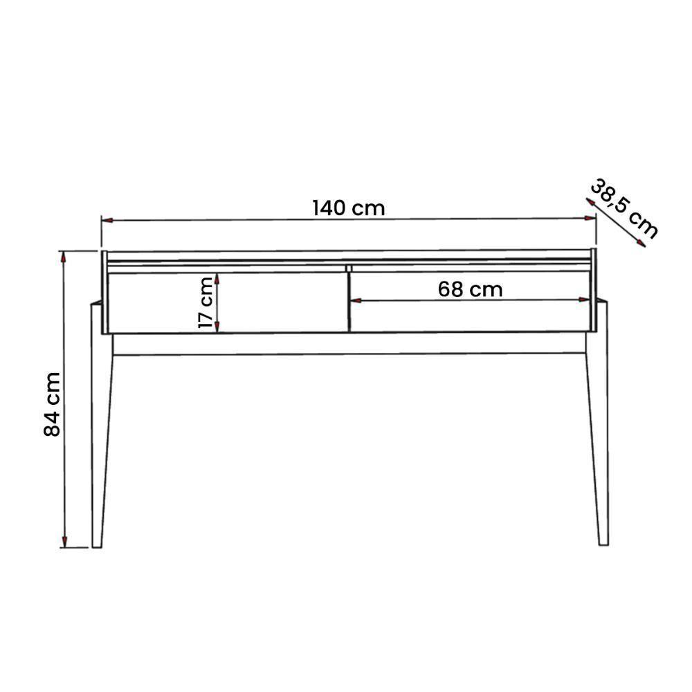 Aparador Buffet Rennes Com 2 Gavetas E Pés De Madeira Maciça Cedro Off White - 4