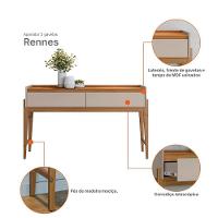 Aparador Buffet Rennes Com 2 Gavetas E Pés De Madeira Maciça Cedro Off White - 3