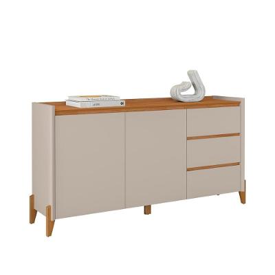 Aparador Buffet Rennes 2 Portas 3 Gavetas Pés Madeira Maciça Cedro Off White