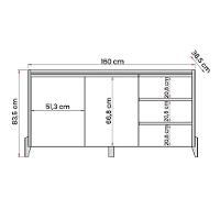Aparador Buffet Rennes 2 Portas 3 Gavetas Pés Madeira Maciça Hanover