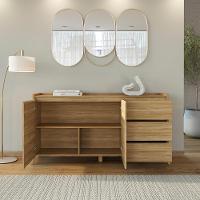 Aparador Buffet Rennes 2 Portas 3 Gavetas Pés Madeira Maciça Hanover - 5