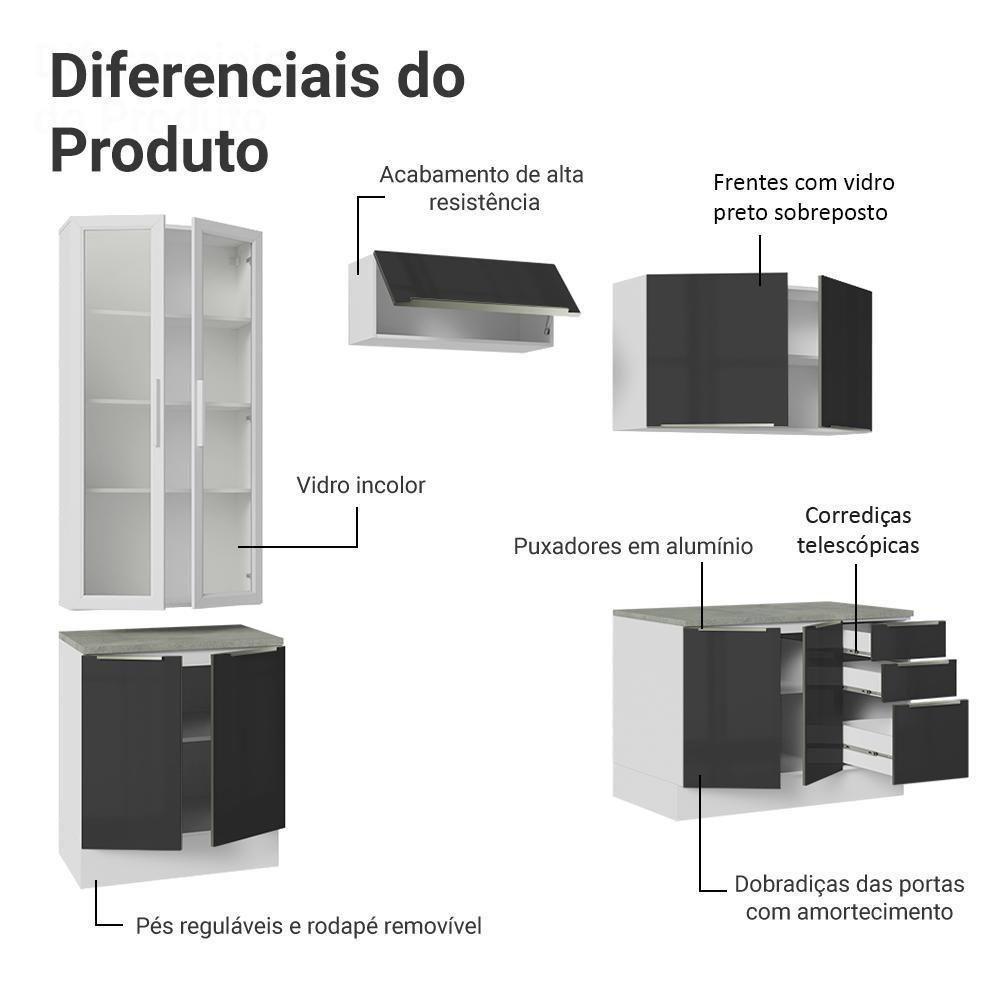 Armário De Cozinha Completa 270cm Branco/preto Lux Madesa 04 - 4