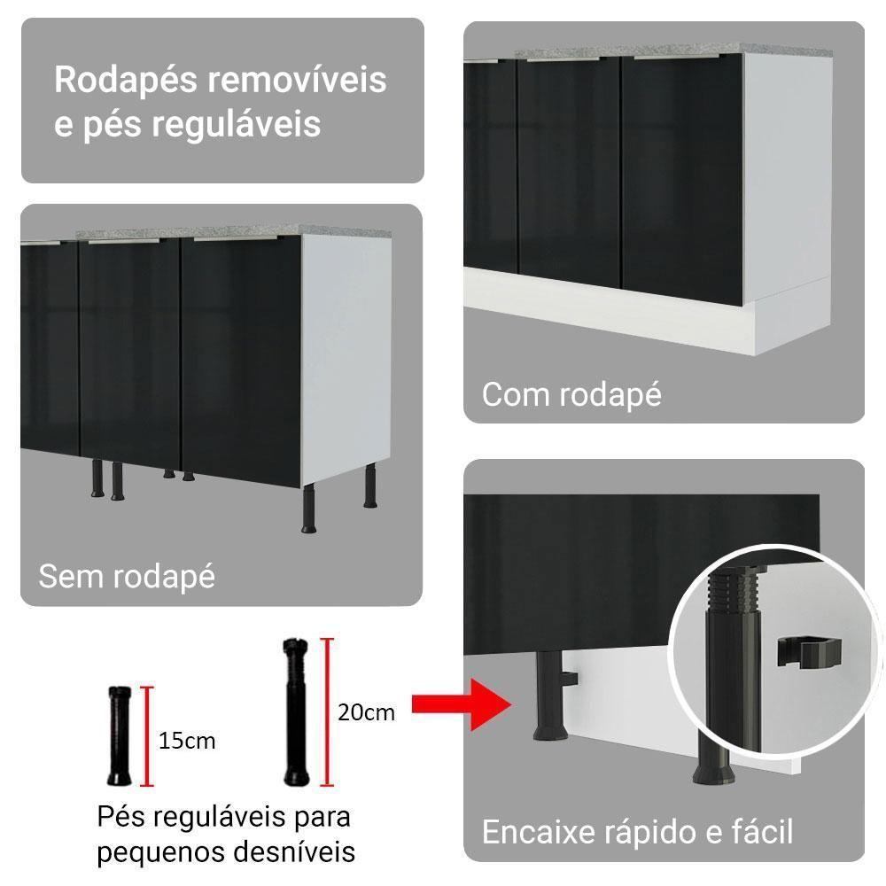 Armário De Cozinha Completa 270cm Branco/preto Lux Madesa 04 - 9