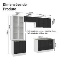 Armário De Cozinha Completa 270cm Branco/preto Lux Madesa 04 - 3