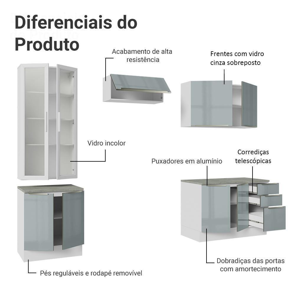 Armário De Cozinha Completa 270cm Branco/cinza Lux Madesa 04 - 4