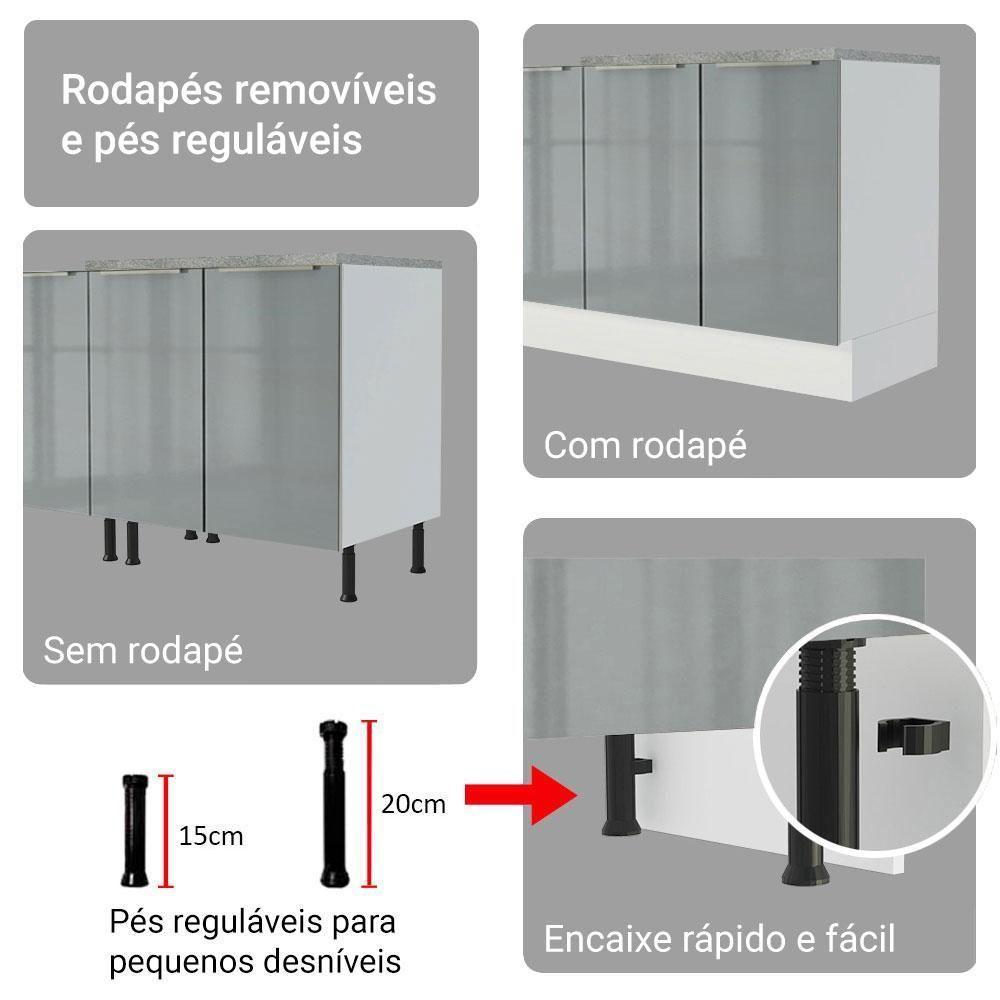 Armário De Cozinha Completa 270cm Branco/cinza Lux Madesa 04 - 9