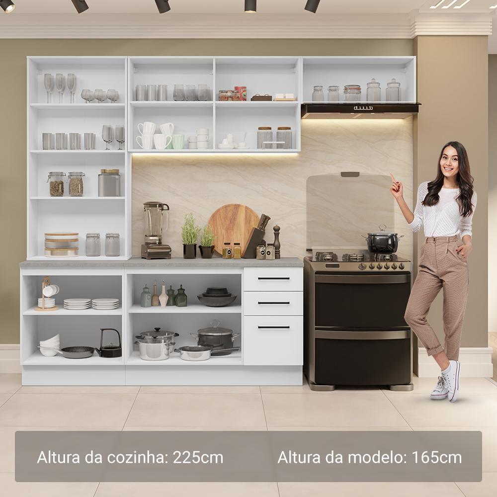 Armário De Cozinha Completa 270cm Branco Agata Madesa 11 - 5