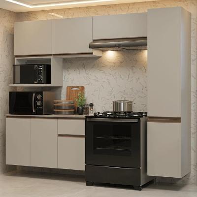 Armário de Cozinha Completa Nice 8 Portas 1 Gaveta MDP 240 cm Creme Suspenso
