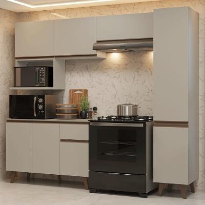 Armário de Cozinha Completa Nice 8 Portas 1 Gaveta MDF 240 cm Creme