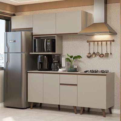 Armário de Cozinha Completa Nice 7 Portas 1 Gaveta MDF 240 cm Creme Contemporâneo