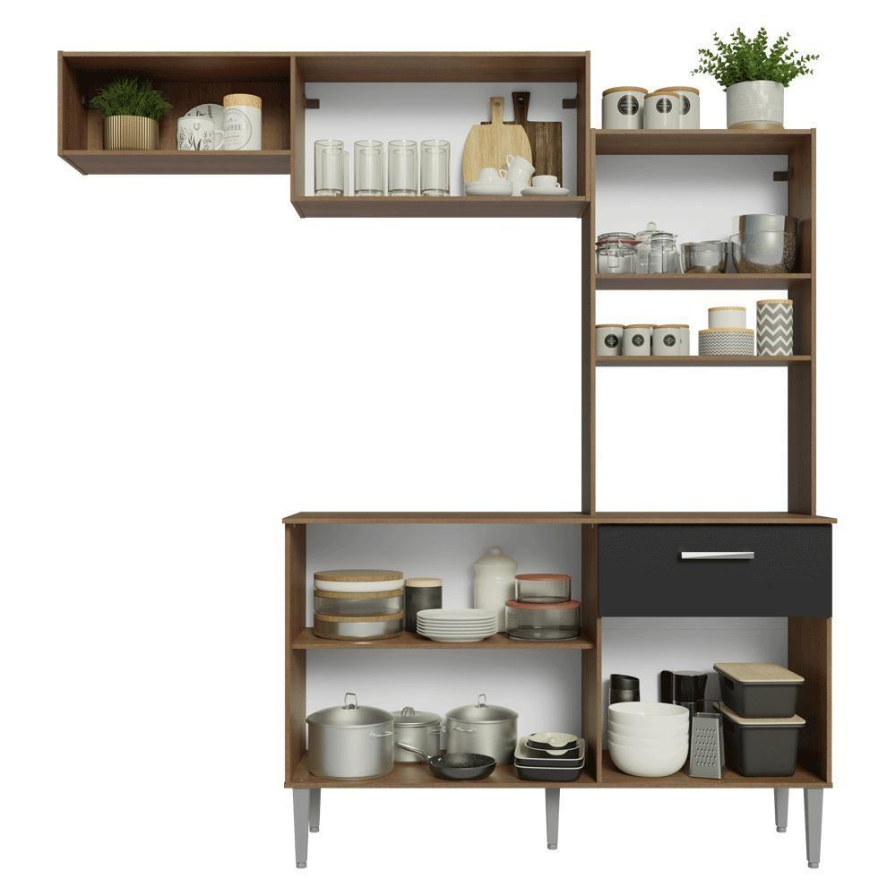 Armário De Cozinha Compacta 196cm Rustic-preto Aura Madesa 01 - 5