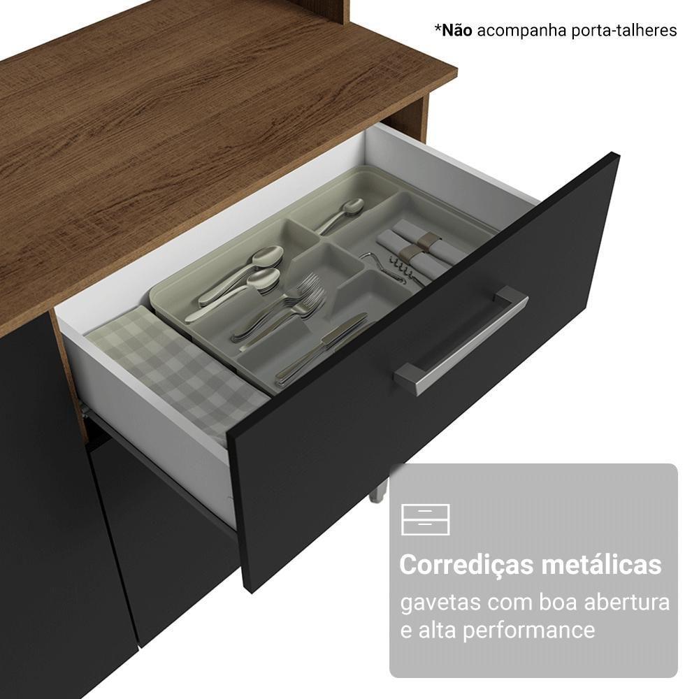 Armário De Cozinha Compacta 196cm Rustic-preto Aura Madesa 01 - 6
