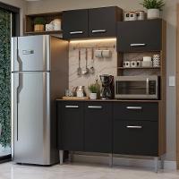Armário De Cozinha Compacta 196cm Rustic-preto Aura Madesa 01 - 1