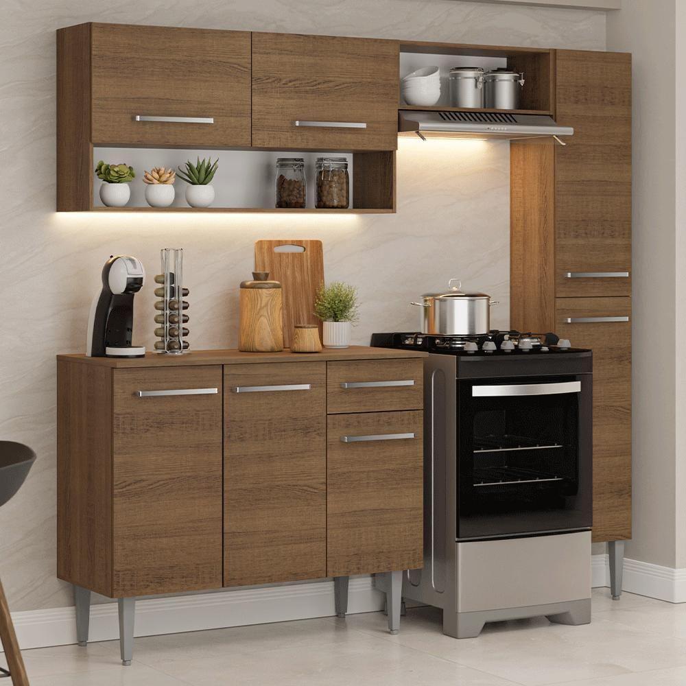 Armário De Cozinha Completa 197 Cm Rustic Emilly Madesa 01 - 1