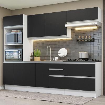 Armário De Cozinha Completa 100% MDF 270cm Acordes Madesa 06 Branco/preto
