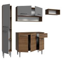 Armário De Cozinha Completa 197 Cm Rustic-cinza Emilly Madesa 02 - 2