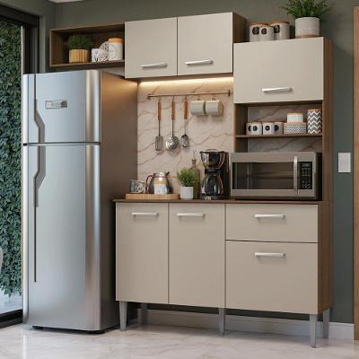 Armário de Cozinha Compacta Aura 6 Portas 1 Gaveta MDF 196cm Rustic-crema