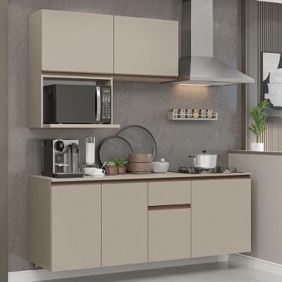 Armário de Cozinha Compacta Nice 6 Portas 1 Gaveta MDF 180 cm Creme Suspenso