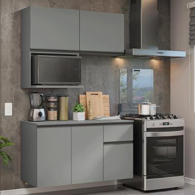 Armário de Cozinha Compacta Nice 5 Portas 1 Gaveta MDF 120 cm Cinza Suspenso
