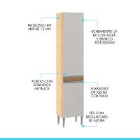 Armário Cozinha 2 Portas 40x202cm Paneleiro Mdp Menu Móveis Branco Avelã - 2