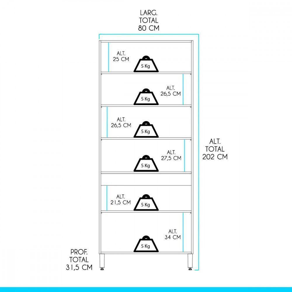 Armário Paneleiro Com 4 Portas 80x202cm Sabrina Menu Móveis Preto - 3