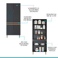 Armário Paneleiro Com 4 Portas 80x202cm Sabrina Menu Móveis Preto - 2