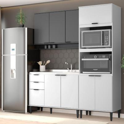 Armário De Cozinha Completa Miami Slim Carraro Branco Com Cinza Titânio