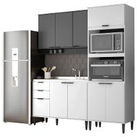 Armário De Cozinha Completa Miami Slim Carraro Branco Com Cinza Titânio - 2