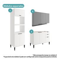 Armário De Cozinha Completa Miami Slim Carraro Branco Com Cinza Titânio
