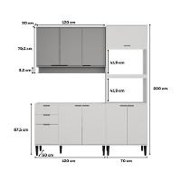 Armário De Cozinha Completa Miami Slim Carraro Branco Com Cinza Titânio - 5