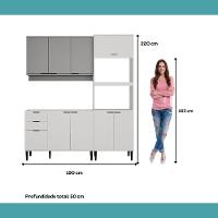 Armário De Cozinha Completa Miami Slim Carraro Branco Com Cinza Titânio - 7