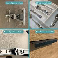 Armário De Cozinha Completa Miami Slim Carraro Branco Com Cinza Titânio - 9