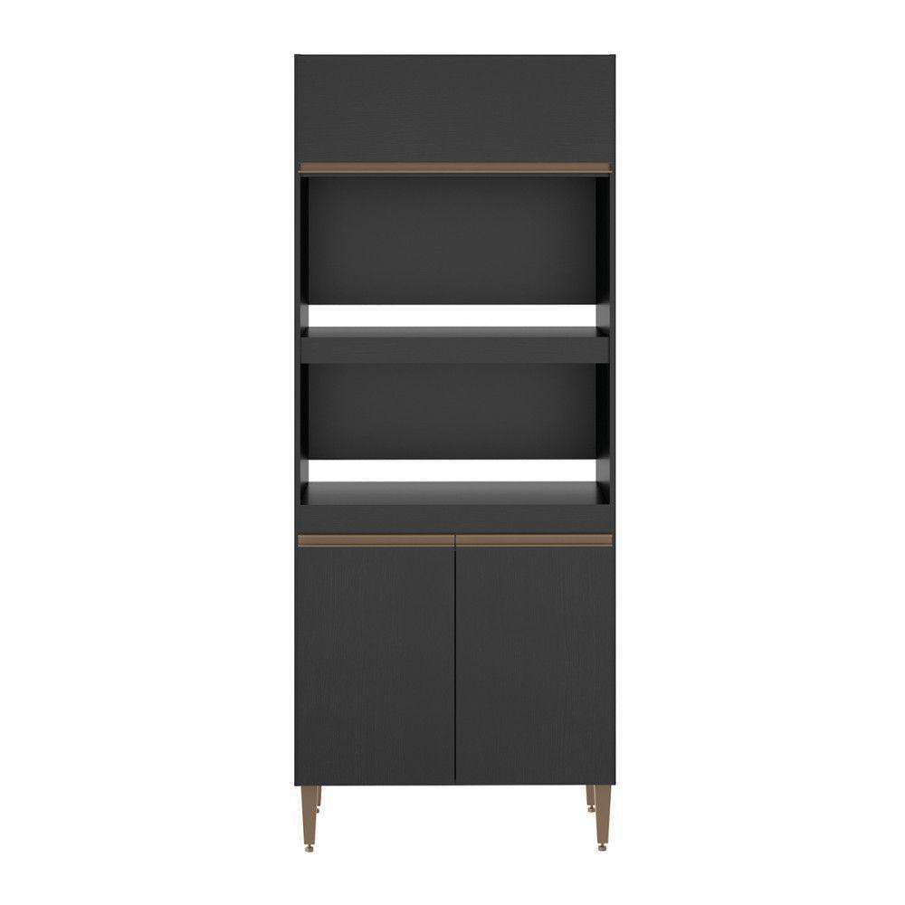 Armário Para Forno Microondas 80x202cm 0453 Menu Móveis Preto - 1