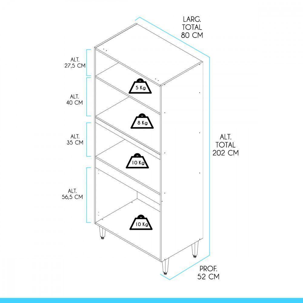 Armário Para Forno Microondas 80x202cm 0453 Menu Móveis Preto - 3