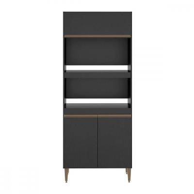 Armário Para Forno Microondas 80x202cm 0453 Menu Móveis Preto