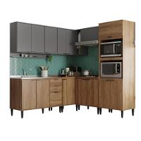 Armário De Cozinha Completa Miami Flow Carraro Freijó Com Cinza Titânio - 2