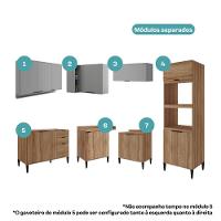 Armário De Cozinha Completa Miami Flow Carraro Freijó Com Cinza Titânio