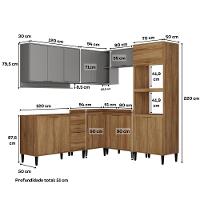 Armário De Cozinha Completa Miami Flow Carraro Freijó Com Cinza Titânio - 5