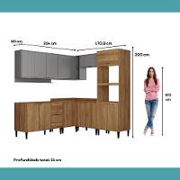 Armário De Cozinha Completa Miami Flow Carraro Freijó Com Cinza Titânio - 6
