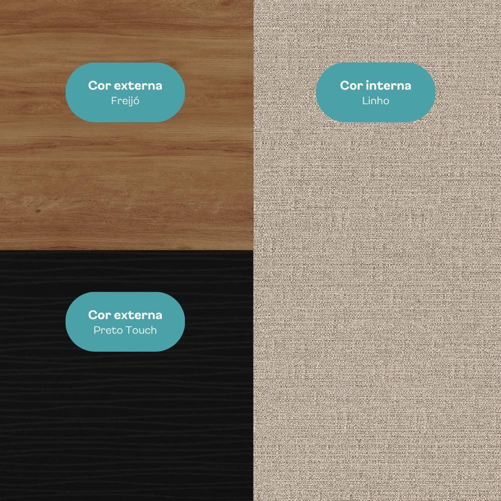 Armário De Cozinha Completa Miami Lift Carraro Preto Touch Com Freijó - 8