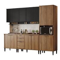 Armário De Cozinha Completa Miami Lift Carraro Preto Touch Com Freijó - 2