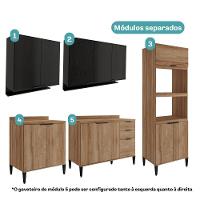 Armário De Cozinha Completa Miami Lift Carraro Preto Touch Com Freijó