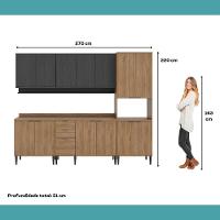 Armário De Cozinha Completa Miami Lift Carraro Preto Touch Com Freijó - 7