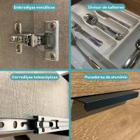 Armário De Cozinha Completa Miami Lift Carraro Preto Touch Com Freijó - 9