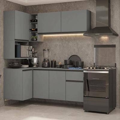 Armário De Cozinha Completa De Canto 265 Cm Suspensa Cinza Nice Madesa 06 Cinza