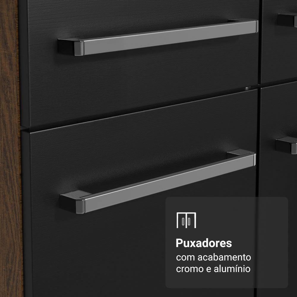 Armário De Cozinha Completa 293cm Rustic-preto Emilly Madesa 011 - 6